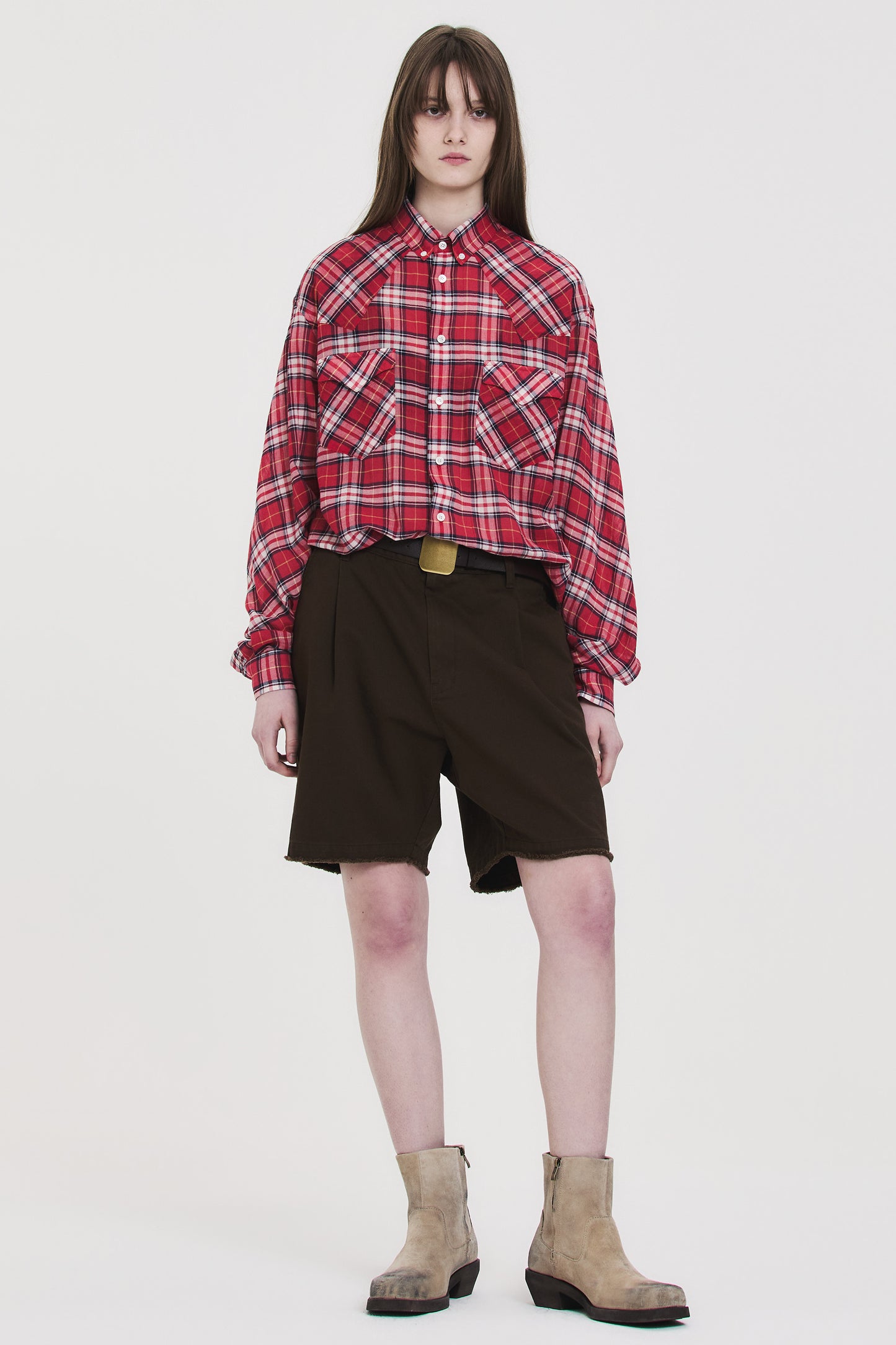 FRINGED CHINO SHORTS BROWN