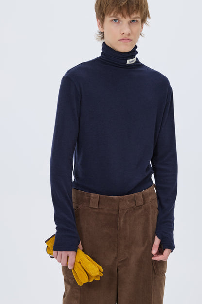 SOFT TURTLENECK T-SHIRT NAVY
