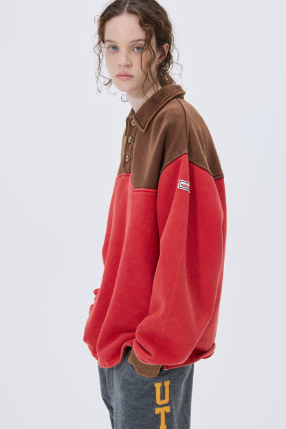 WESTERN COLOR BLOCK SWEATSHIRT RED