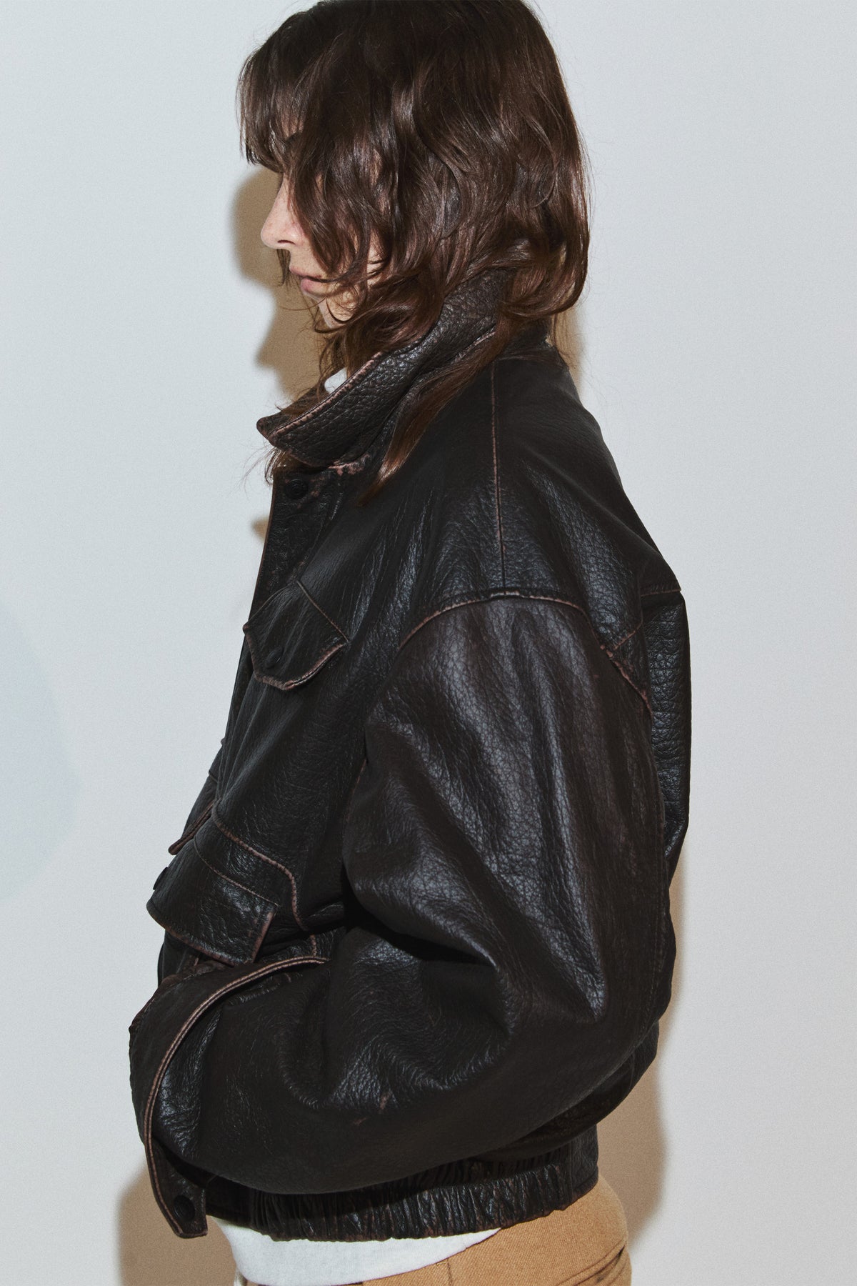 [PREVIEW]WORN LEATHER JACKET BROWN