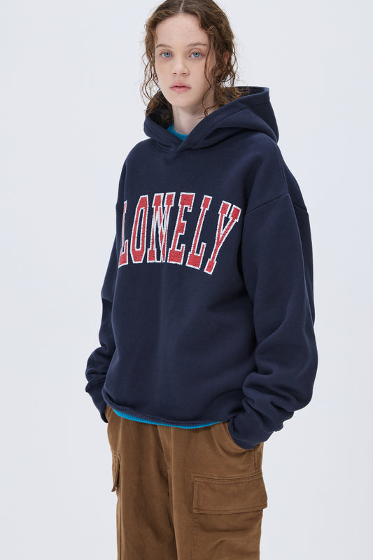 LONELY/LOVELY FLUFF CUT OFF HOODIE NAVY