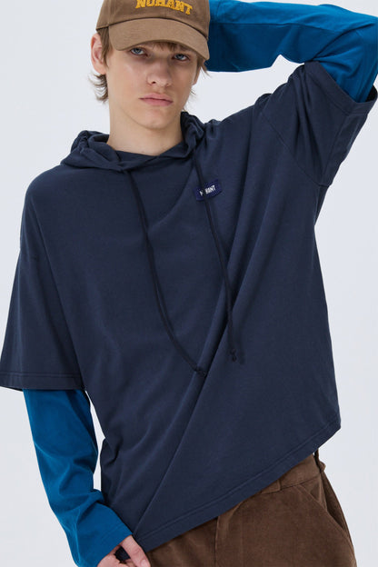 SOFT LAYERED HOODIE T-SHIRT NAVY