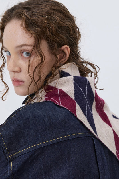 ARGYLE PREPPY MINI SCARF BEIGE