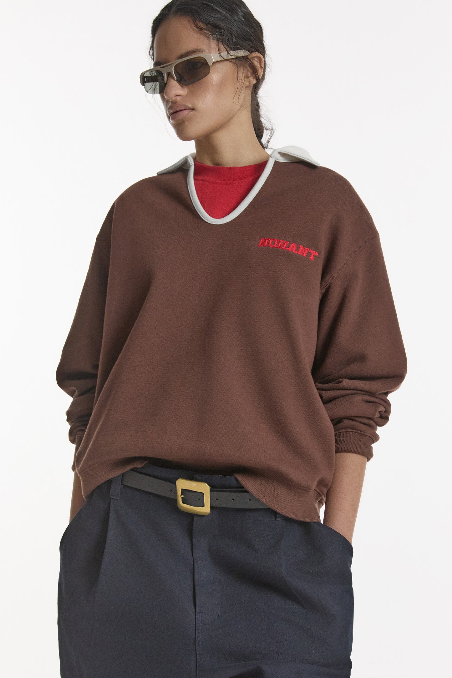 CLASSIC V-NECK SWEATSHIRT BROWN