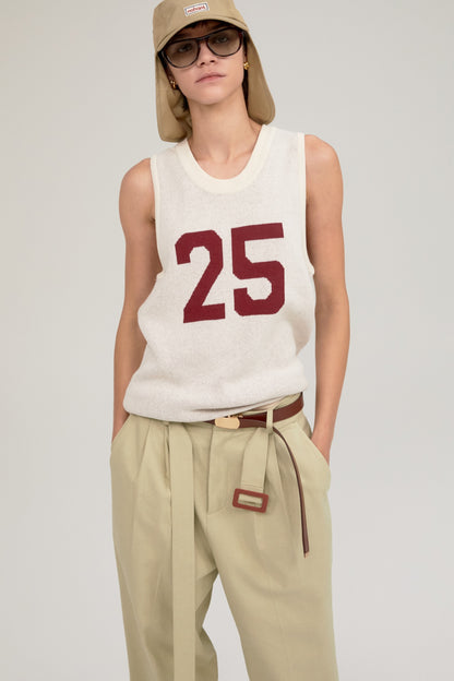 25 JACQUARD SLEEVELES KNIT IVORY