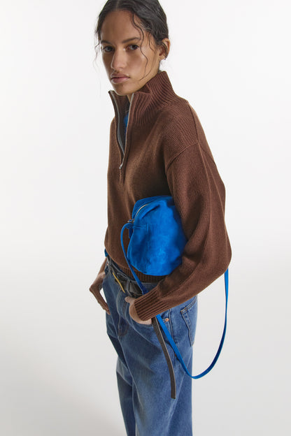 90's QUARTER-ZIP KNIT BROWN