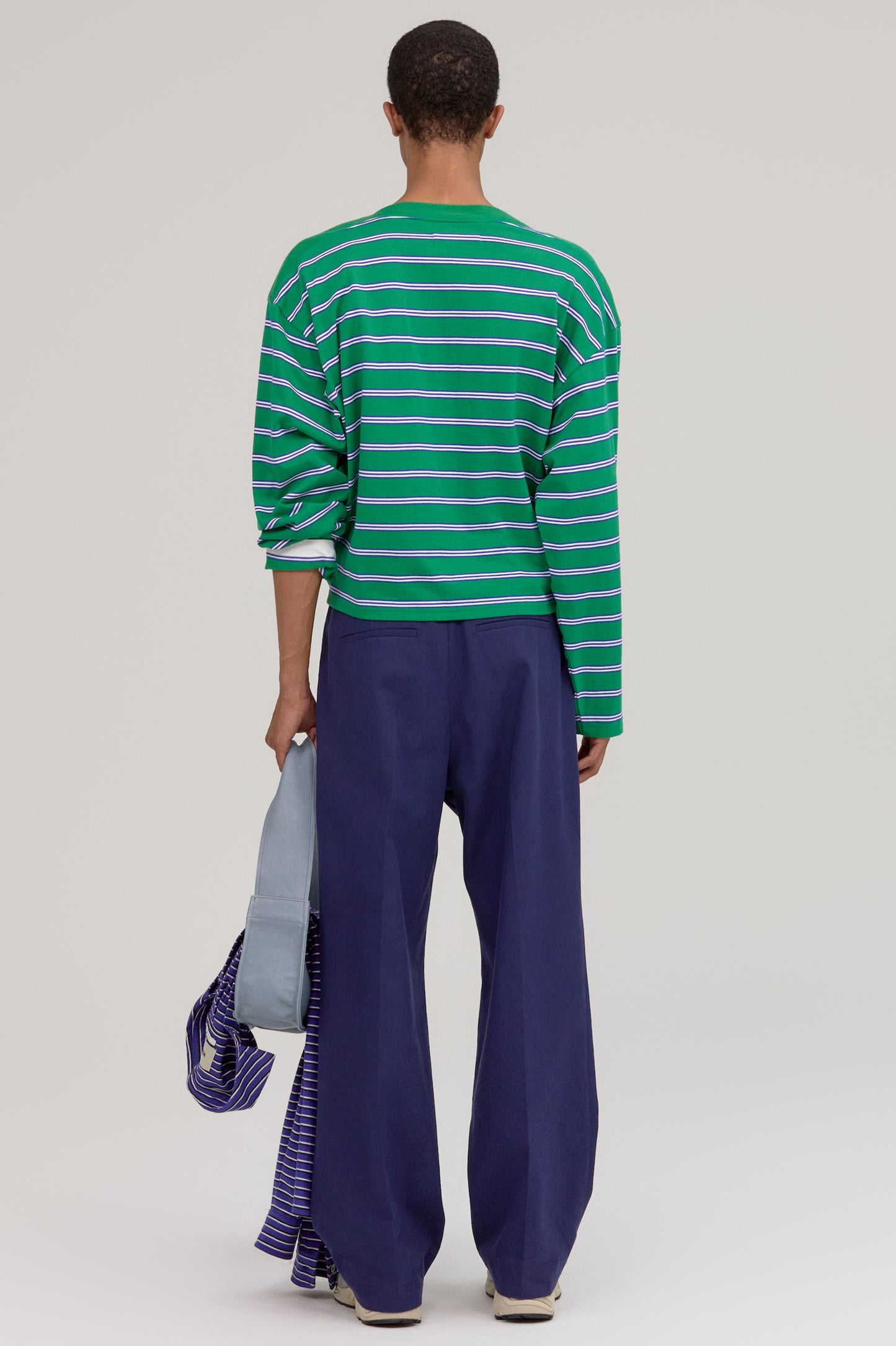 MULTI STRIPE BOAT NECK T-SHIRT GREEN