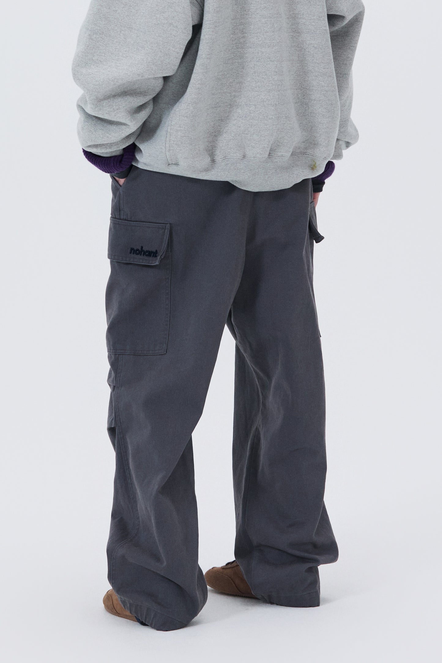 WASHED UTILITY CARGO PANTS CHARCOAL