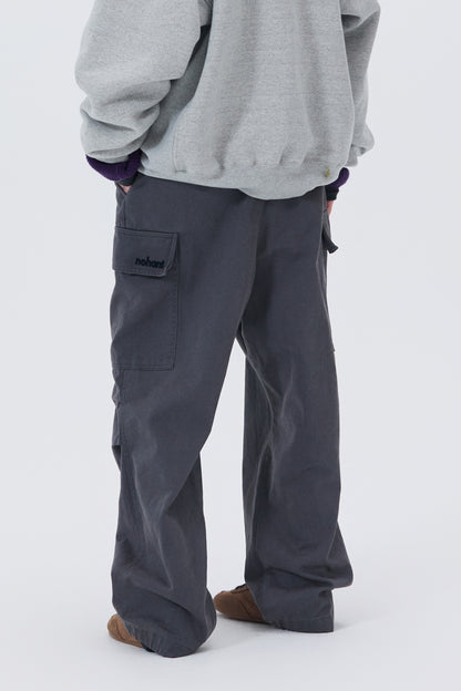WASHED UTILITY CARGO PANTS CHARCOAL