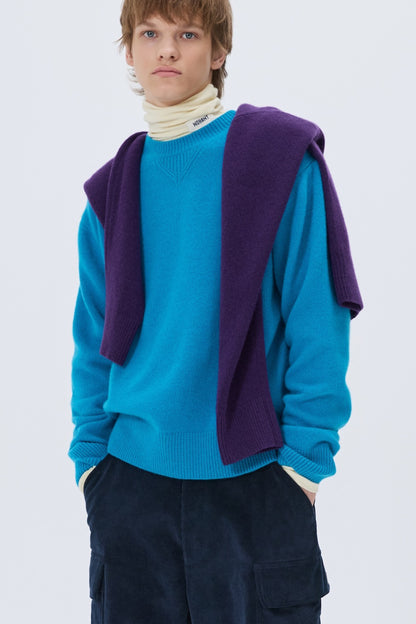 ESSENTIAL CASHMERE KNIT SWEATER BLUE