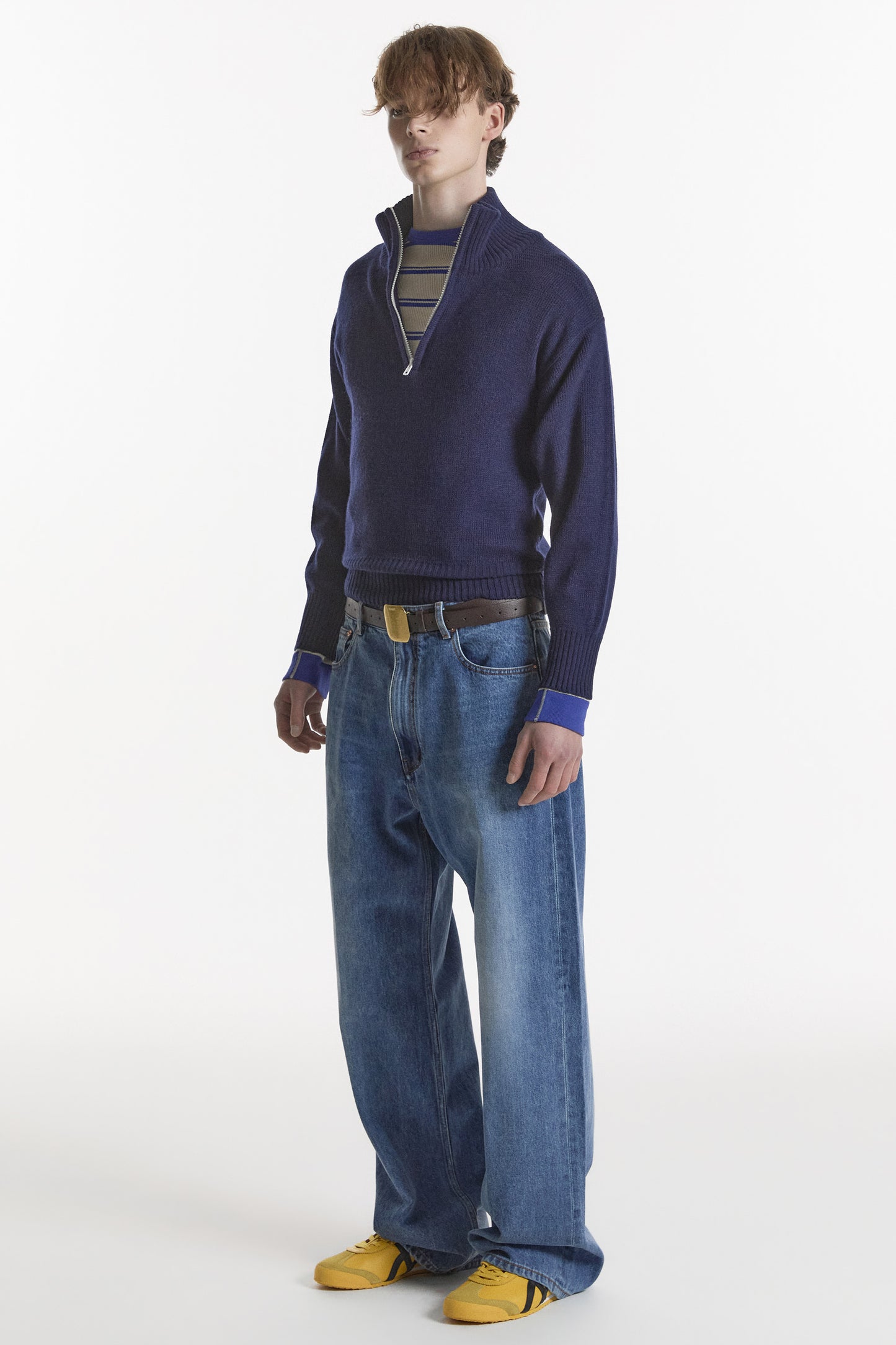 90's QUARTER-ZIP KNIT NAVY