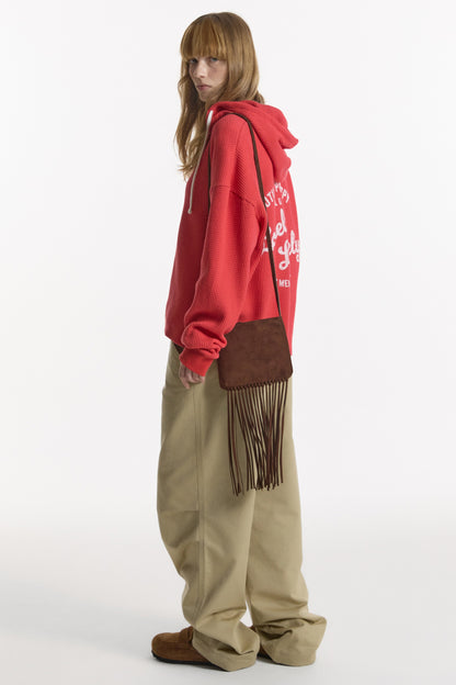 UTILITY PREPPY WAFFLE HOODIE RED