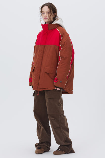 COLOR BLOCK PADDING JUMPER BROWN