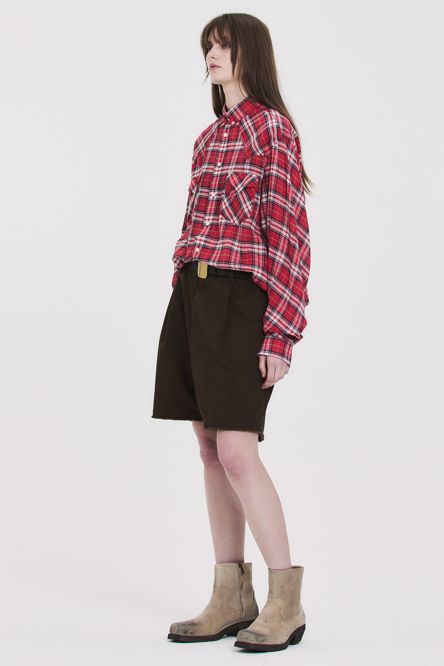 SOFT SHEER CHECK SHIRT RED