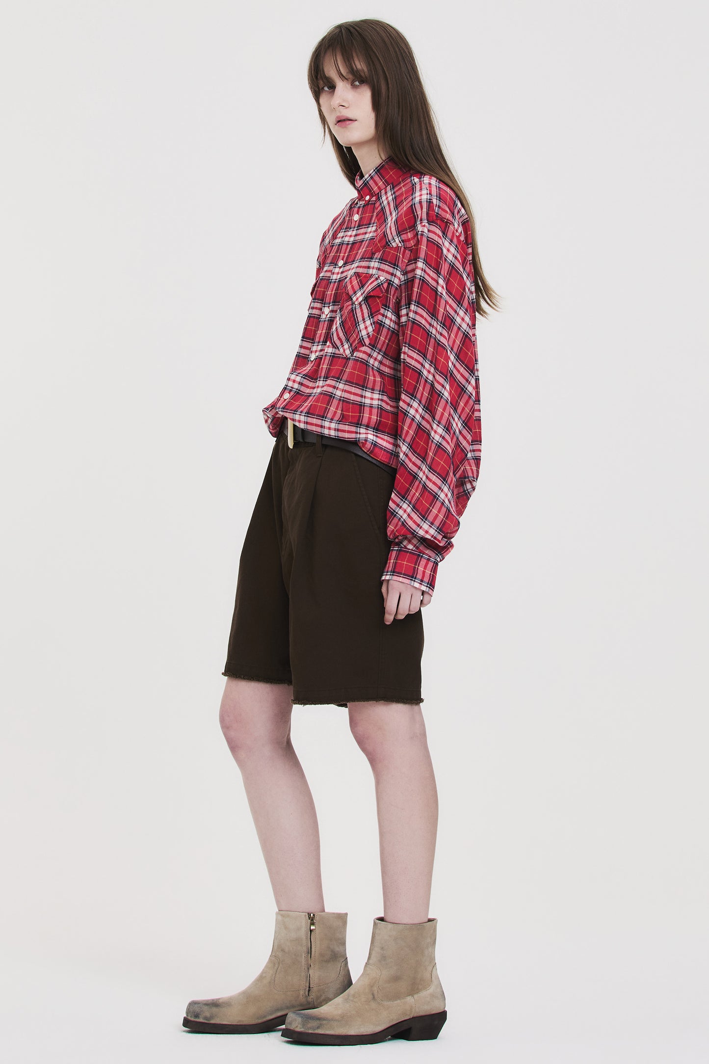 FRINGED CHINO SHORTS BROWN
