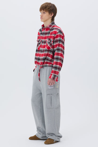 CROPPED WESTERN CHECK SHIRT RED