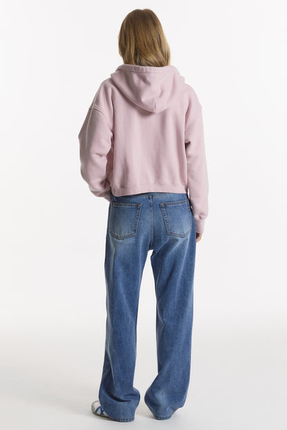 LONELY/LOVELY CROP HOODIE ZIP-UP PINK