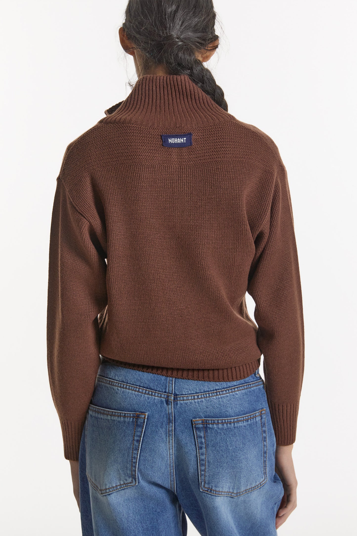 90's QUARTER-ZIP KNIT BROWN