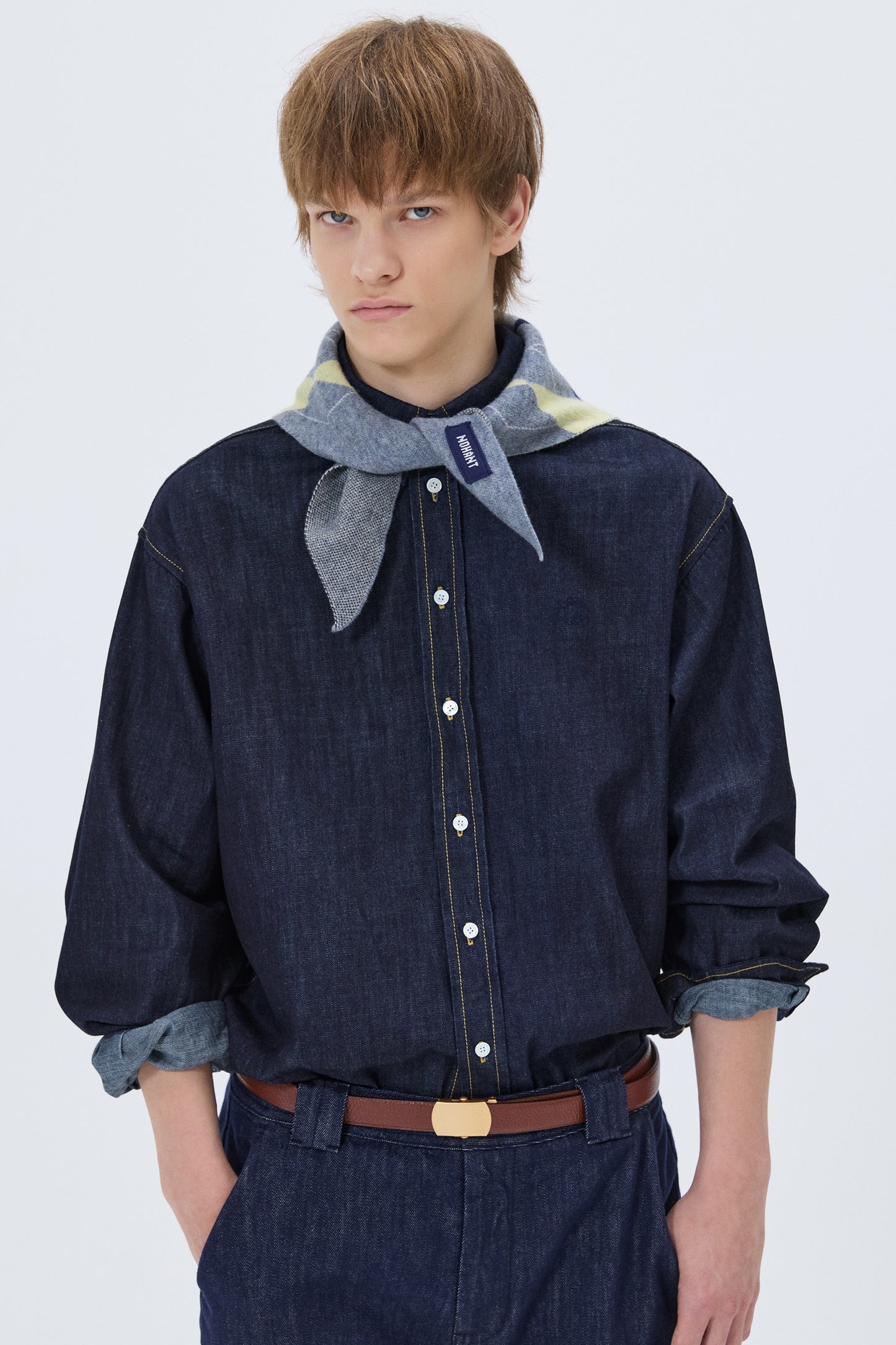 ARGYLE PREPPY MINI SCARF GRAY