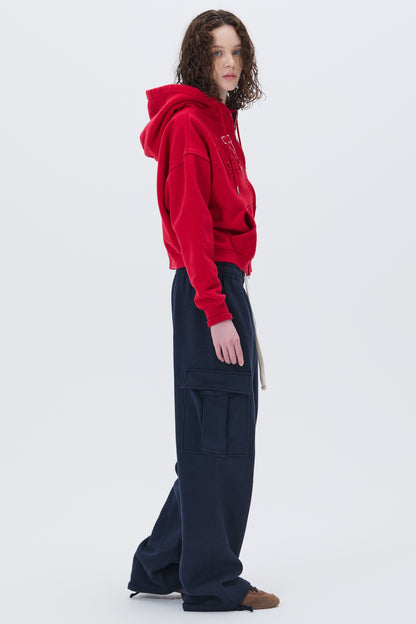 LONELY/LOVELY CROP HOODIE ZIP-UP RED