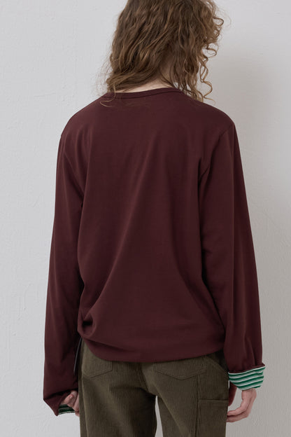 LONELY/LOVELY REVERSIBLE LONG SLEEVE T-SHIRT BURGUNDY