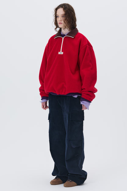 COLOR BLOCK HALF-ZIP FLEECE RED