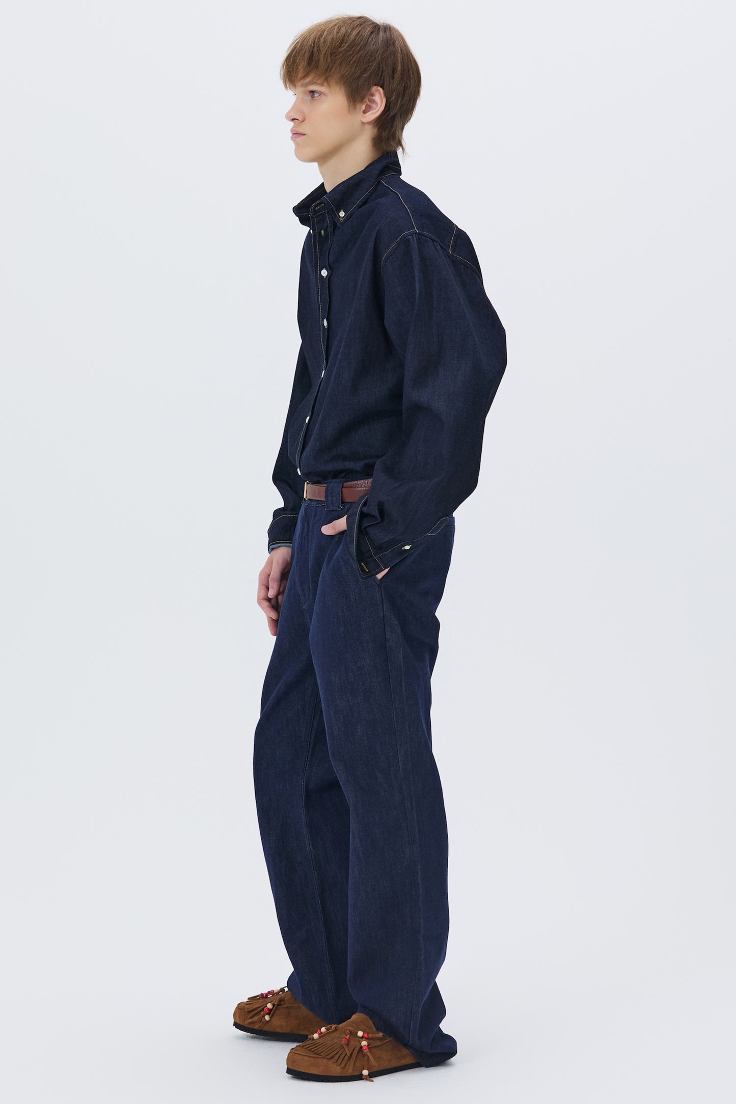WASHED DENIM SHIRT DARK BLUE