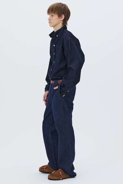 WASHED DENIM SHIRT DARK BLUE