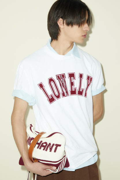 LONELY/LOVELY SHORT SLEEVE T SHIRT WHITE BURGUNDY