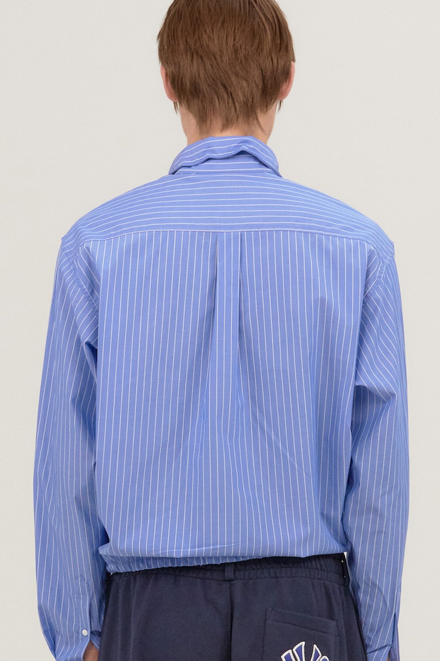 WIRE CROPPED STRIPE SHIRT BLUE