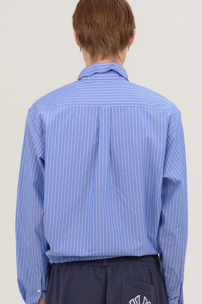 WIRE CROPPED STRIPE SHIRT BLUE