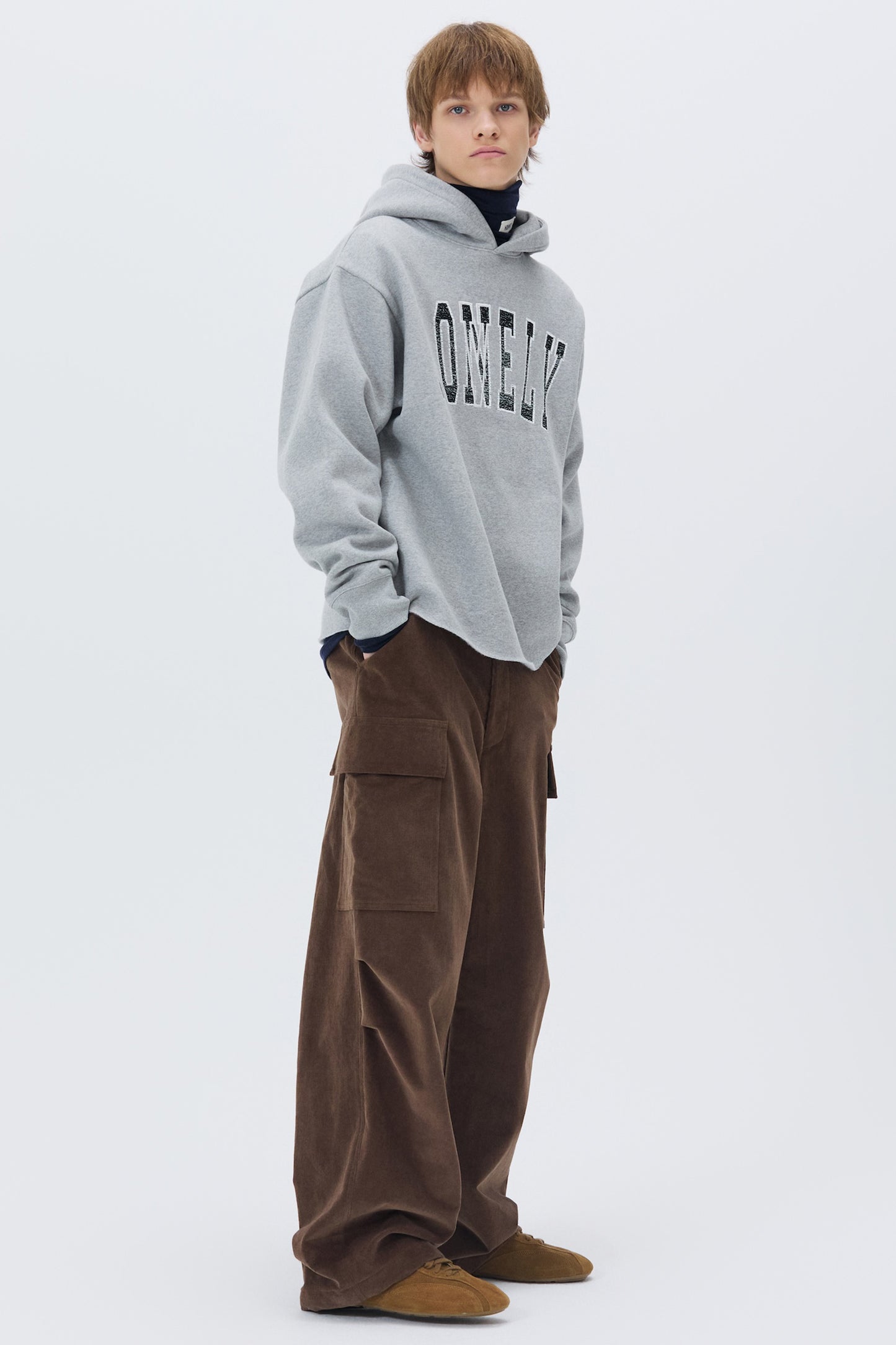 LONELY/LOVELY FLUFF CUT OFF HOODIE GRAY