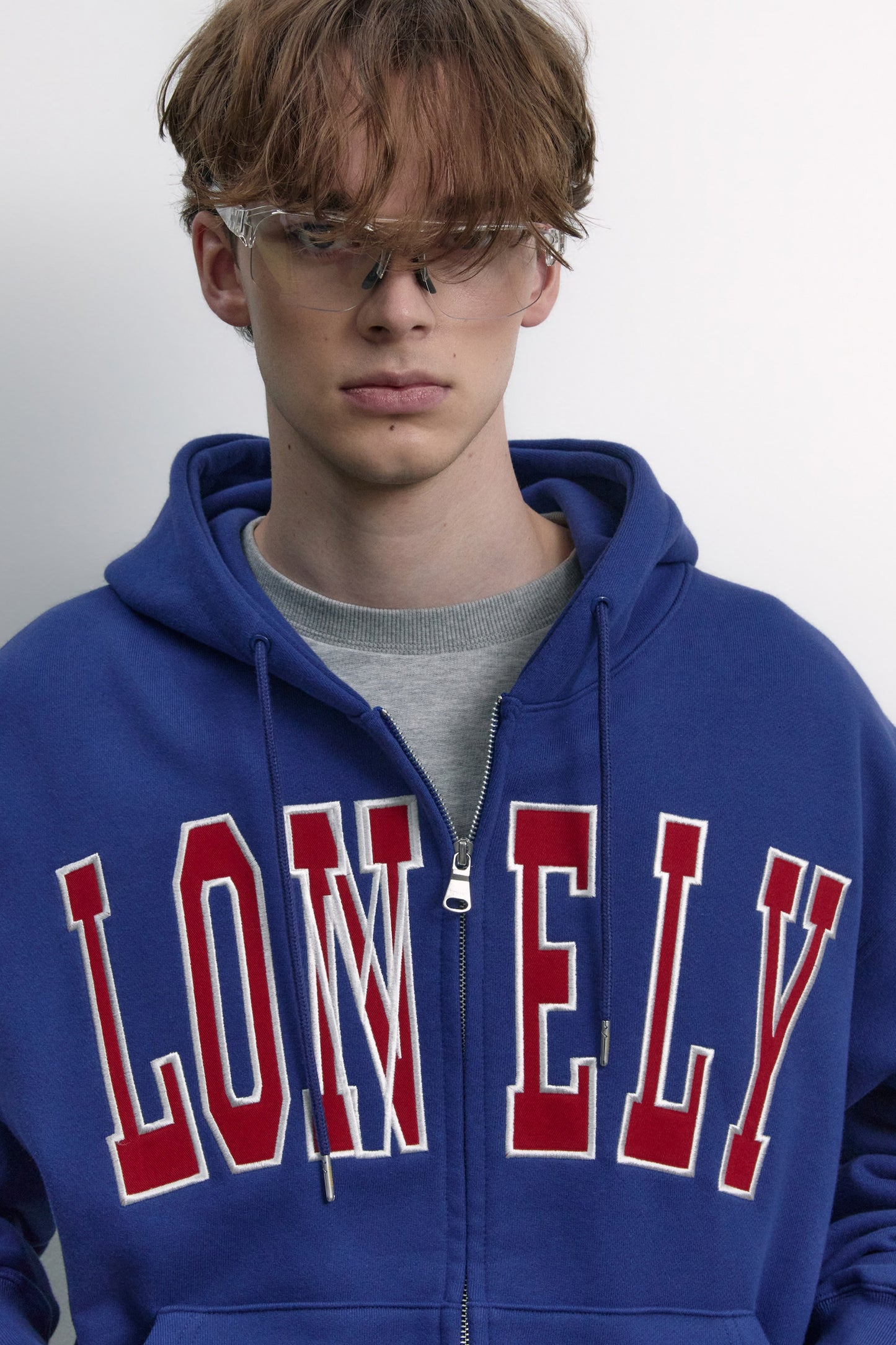 LONELY/LOVELY HOODIE ZIP-UP BLUE