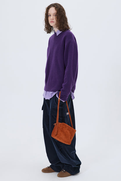 ESSENTIAL CASHMERE KNIT SWEATER PURPLE