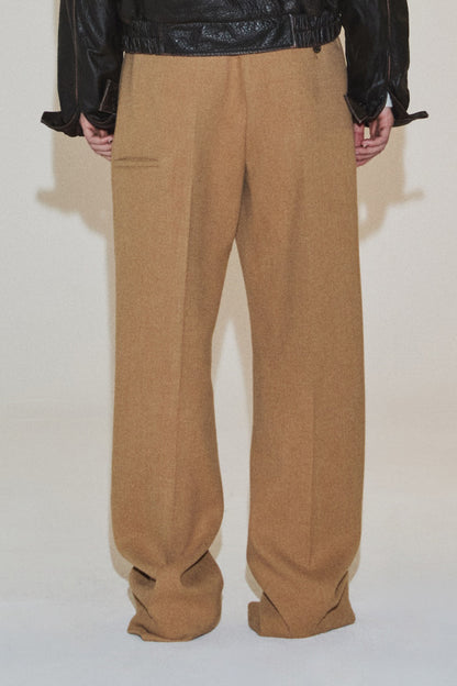 EASY PLEAT WOOL TROUSERS BEIGE