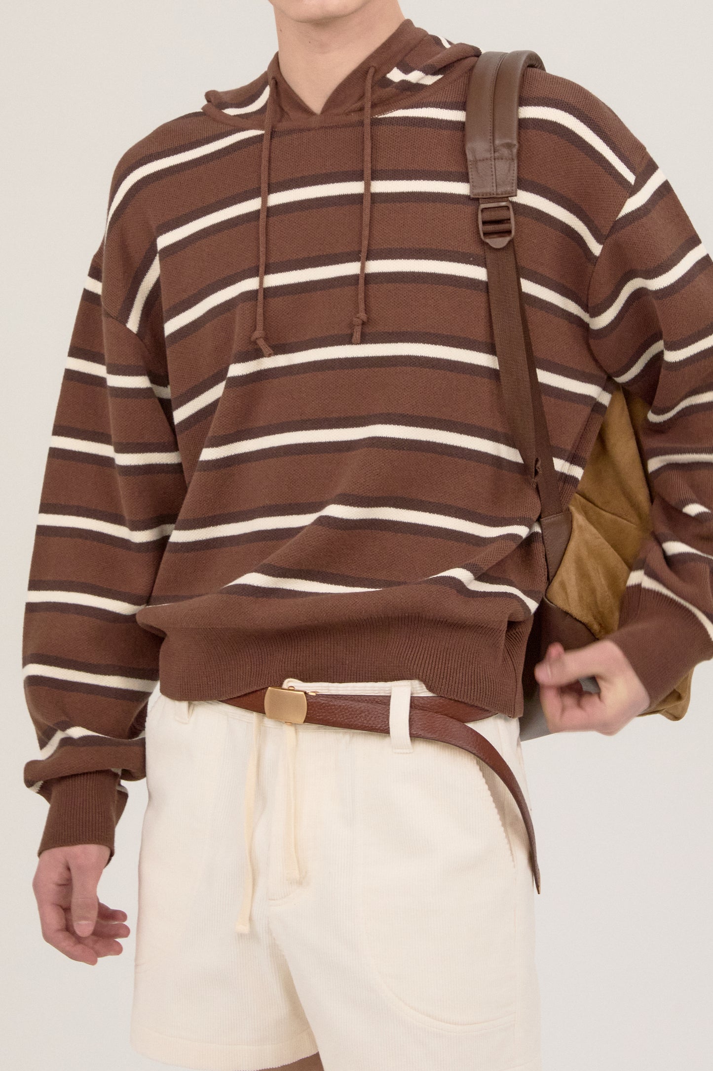 LEATHER CLIP BELT BROWN