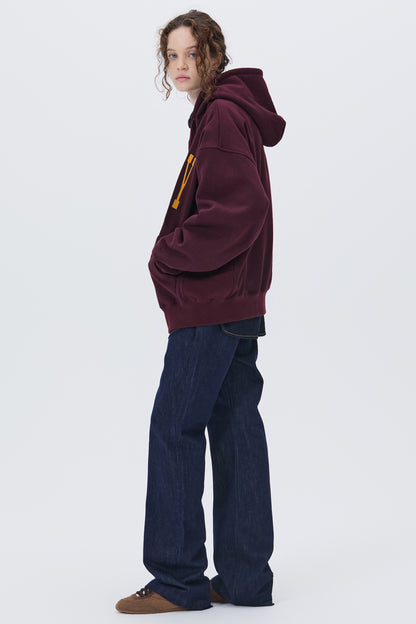 LONELY/LOVELY FLUFF HOODIE ZIP-UP BURGUNDY