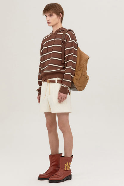MULTI STRIPE KNIT HOODIE BROWN