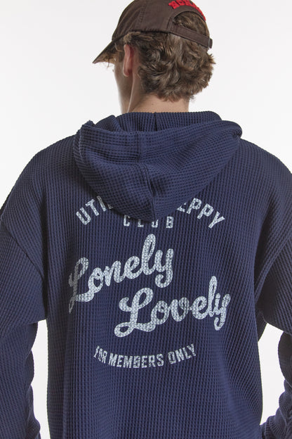 UTILITY PREPPY WAFFLE HOODIE NAVY
