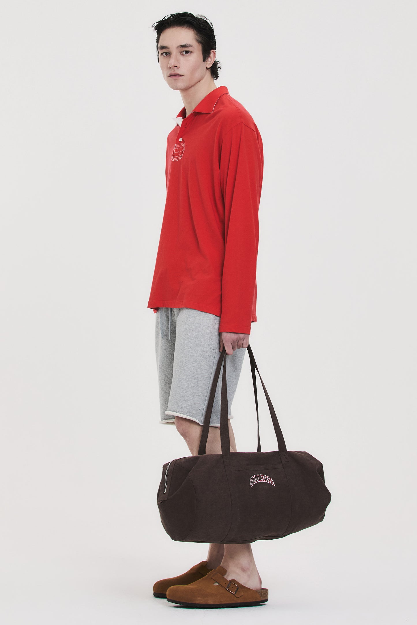 RELAXED LONG-SLEEVE POLO RED