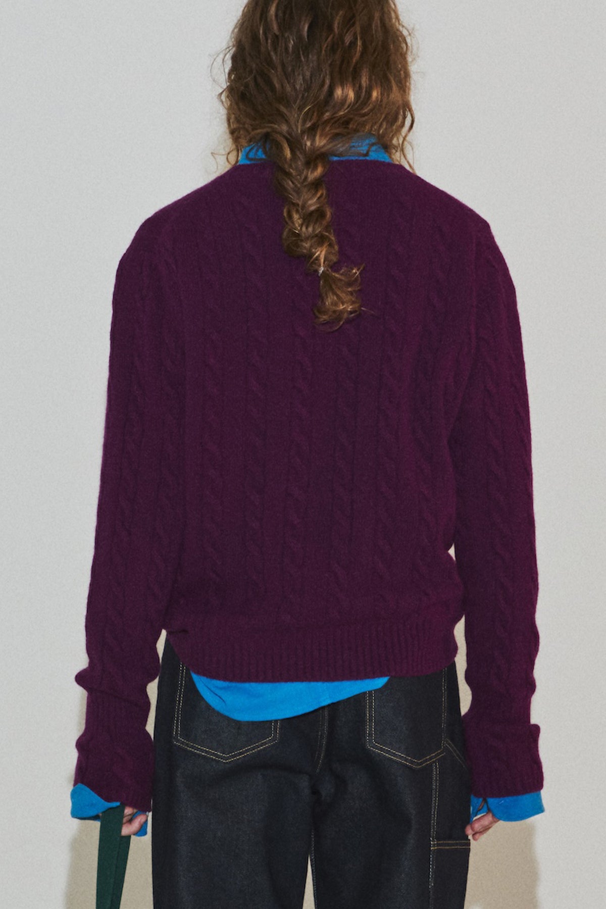 CORSET CUFF CABLE KNIT PURPLE