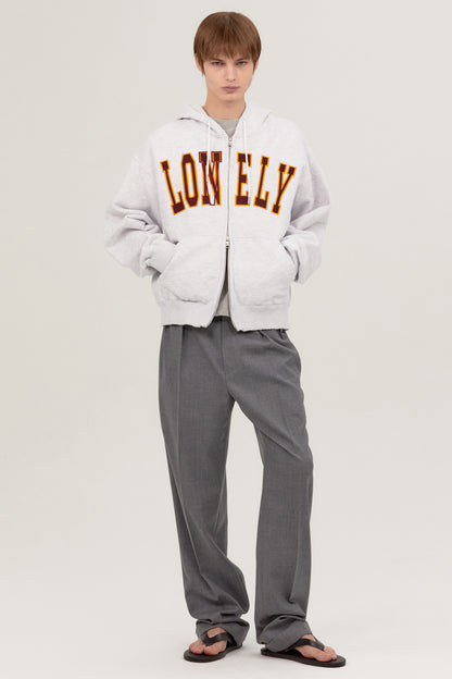 LONELY/LOVELY SALT WASHING HOODIE ZIP-UP ASH GRAY