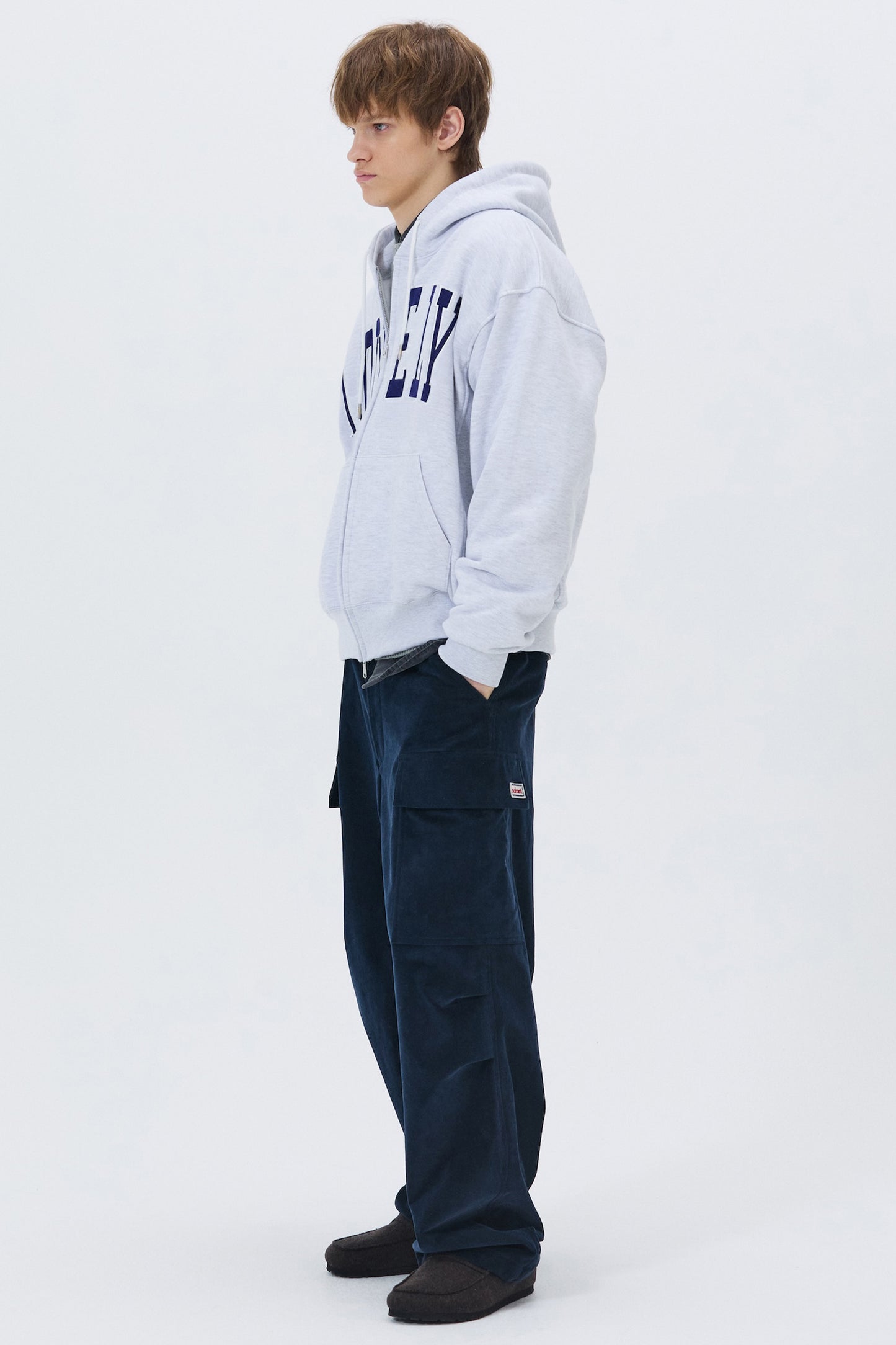 LONELY/LOVELY FELT HOODIE ZIP-UP ASH GRAY