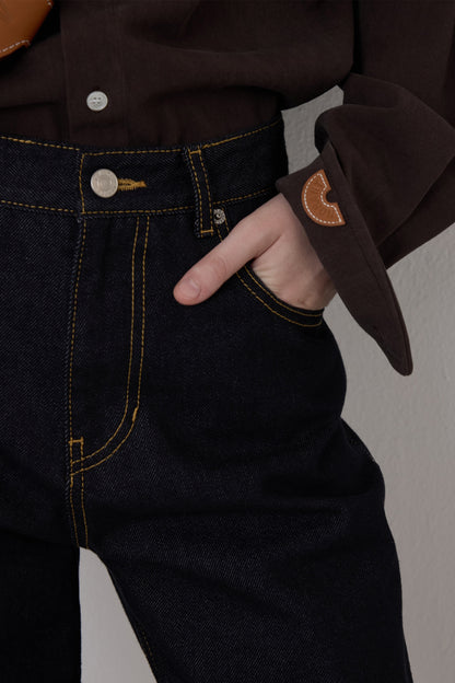 EASY UNIFORM DENIM PANTS DARK BLUE(WOMEN'S)
