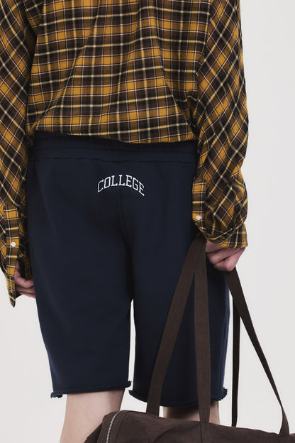 COLLEGE LOGO SWEAT SHORTS NAVY