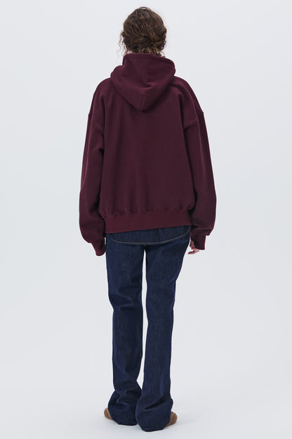 LONELY/LOVELY FLUFF HOODIE ZIP-UP BURGUNDY