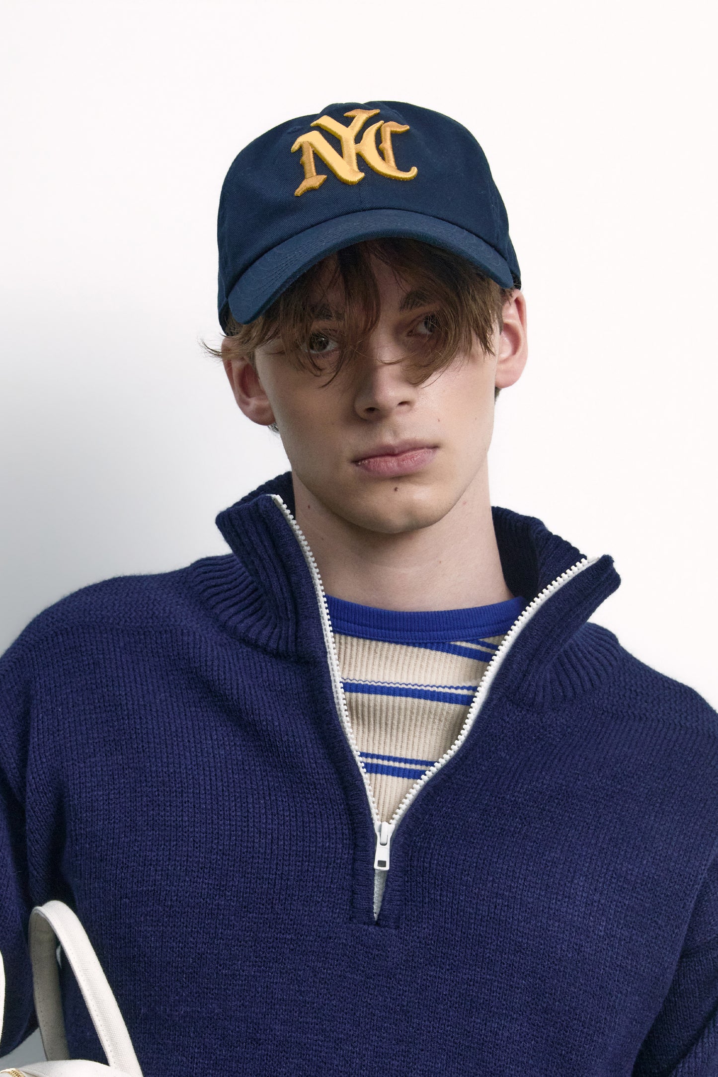 90's QUARTER-ZIP KNIT NAVY