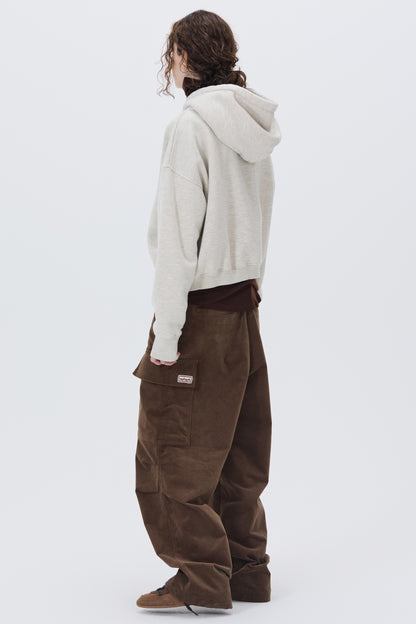 LONELY/LOVELY CROP HOODIE ZIP-UP OATMEAL