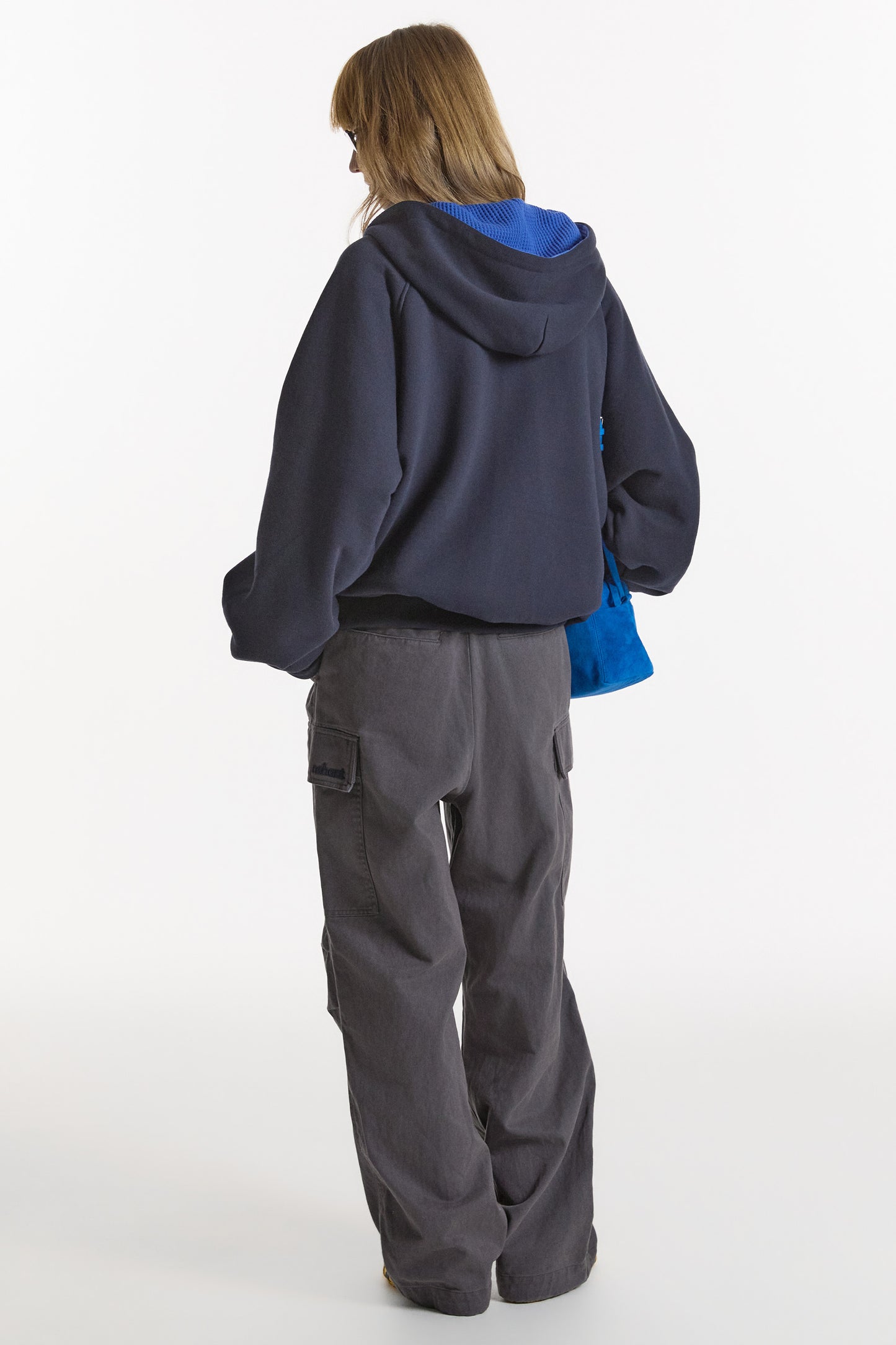 WAFFLE LINED HOODED ZIP-UP JUMPER NAVY