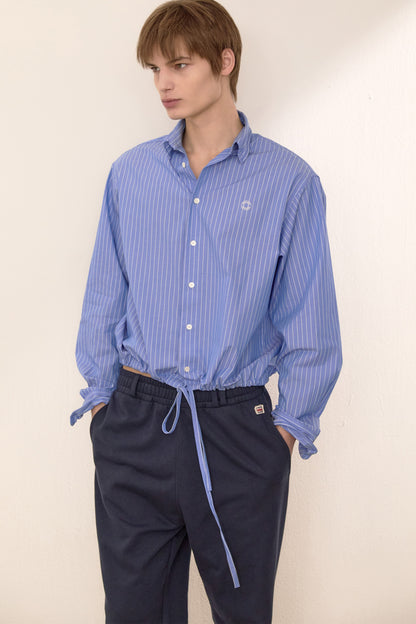 WIRE CROPPED STRIPE SHIRT BLUE